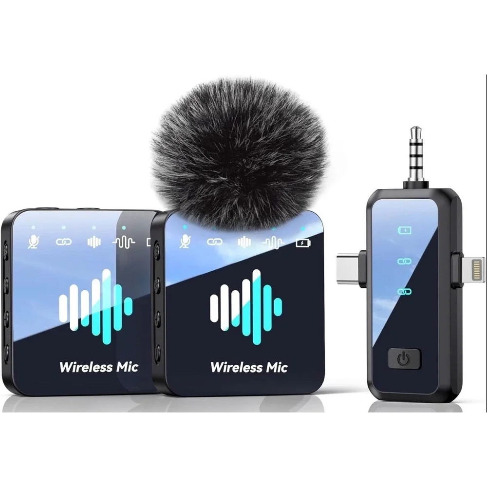 Universial 3-in-1 Dual Wireless Lavalier Microphone Set M37MKF-25-F-01 Open Box
